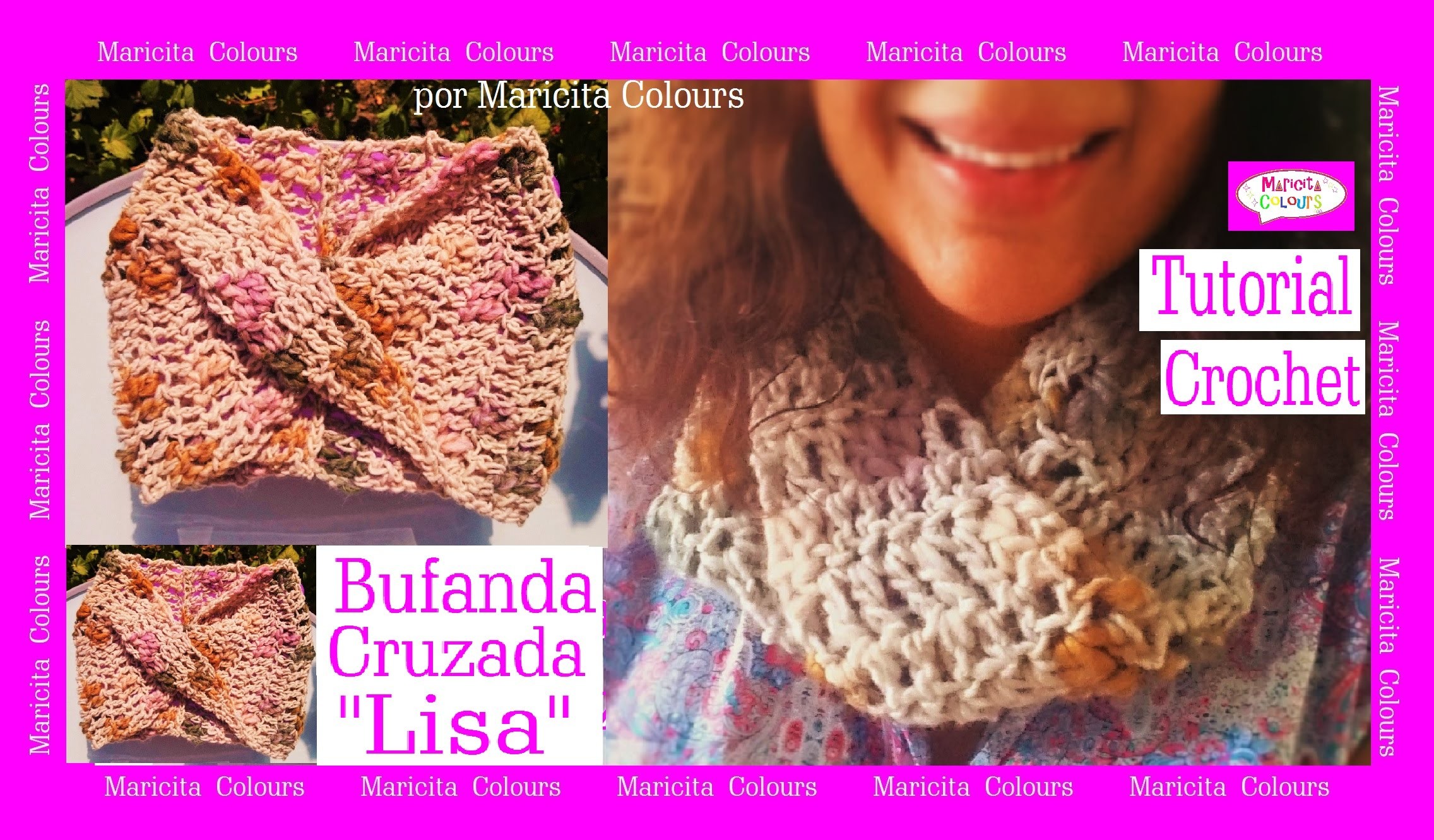 Bufanda cruzada a crochet "Lisa" Tutorial por Maricita Colours Tutorial Gratis
