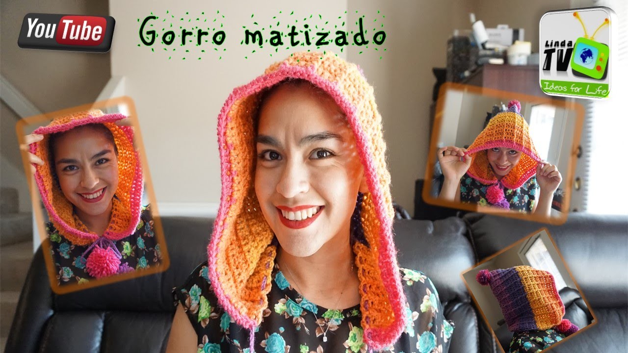 Gorro Tejido a CROCHET, esbambre Matizado