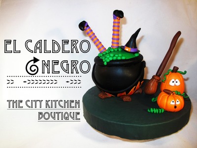 Como hacer el Caldero Negro | How to make the Black Cauldron | Fondant Cake Topper | Halloween