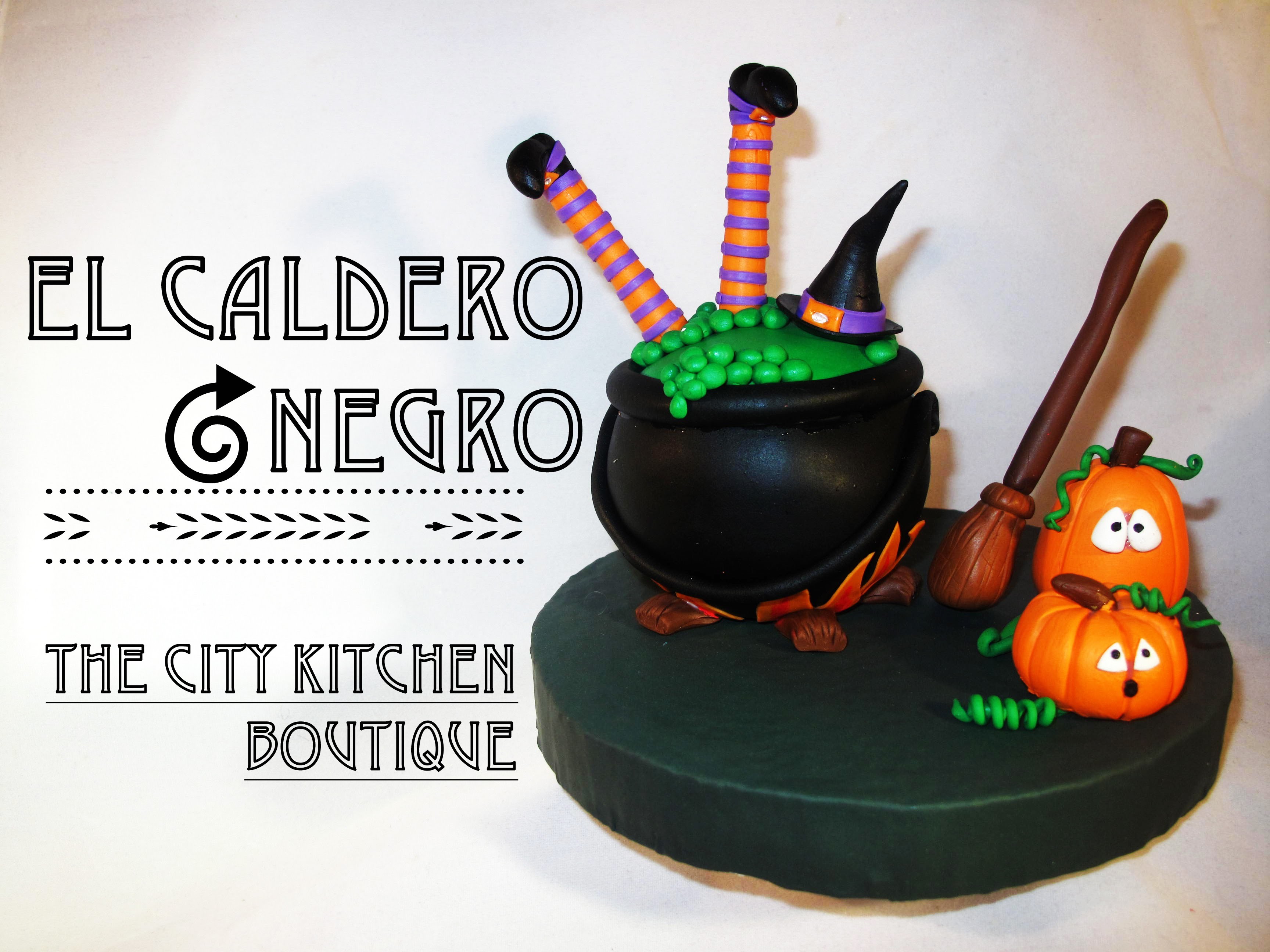 Como hacer el Caldero Negro | How to make the Black Cauldron | Fondant Cake Topper | Halloween