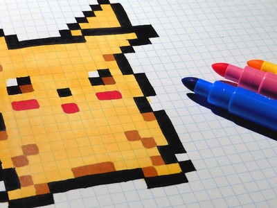 Handmade Pixel Art - How To Draw Pikachu #pixelart