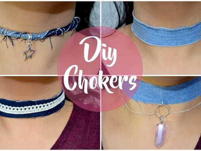 DIY - Como hacer Chokers! ♥ Haz Chokers fáciles reciclando Jeans!