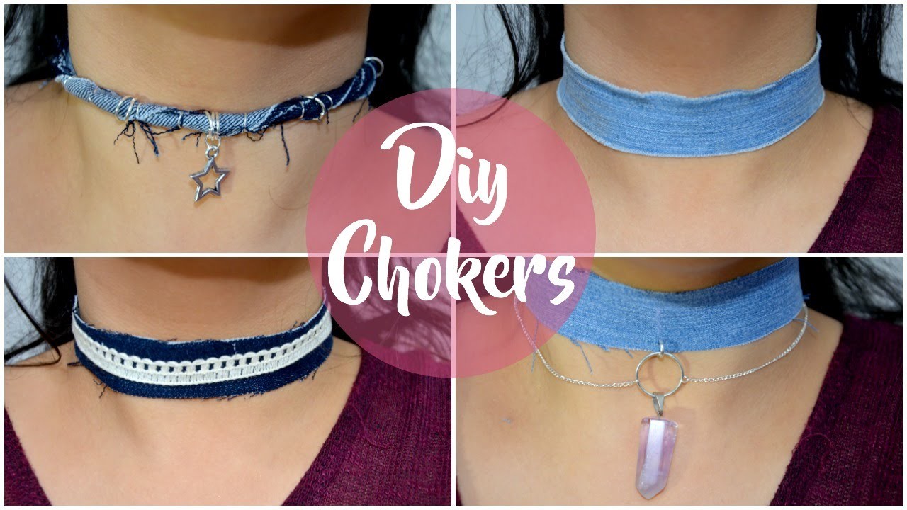 DIY - Como hacer Chokers! ♥ Haz Chokers fáciles reciclando Jeans!