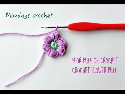 Flor puff de crochet. Crochet flower puff
