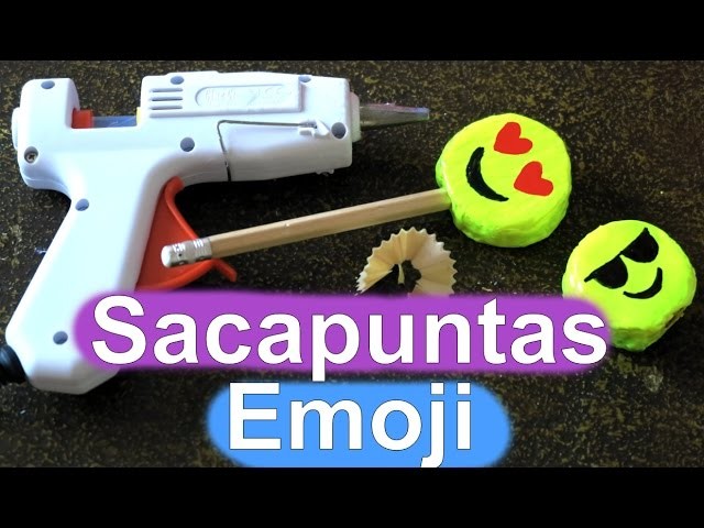 DIY Sacapuntas de silicona caliente de Emoji. DIY material escolar