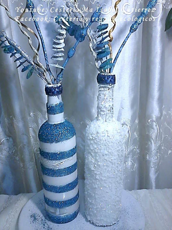 Botellas de vidrio decoradas. DIY. Decorated glass bottles