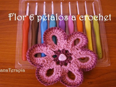 Flor de 6 pétalos muy fácil. a crochet. paso a paso. LanaTerapia