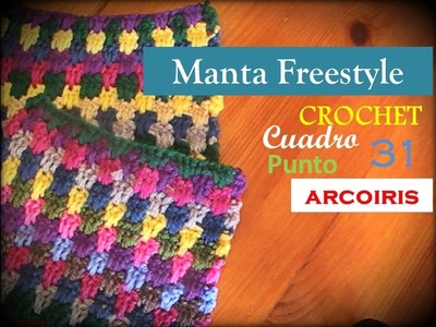 PUNTO ARCOIRIS a crochet - cuadro 31 manta FREESTYLE (zurdo)