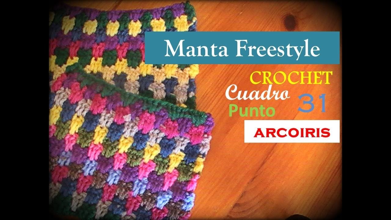 PUNTO ARCOIRIS a crochet - cuadro 31 manta FREESTYLE (zurdo)