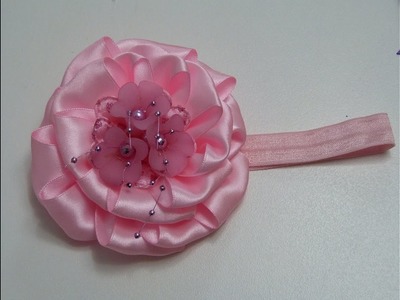 Como hacer flores de cinta, How to make ribbon flowers.,video 543