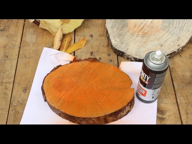 Calabazas DIY con troncos de madera