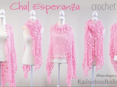Chal Esperanza tejido a crochet - Especial por el Día internacional contra el cáncer de mama
