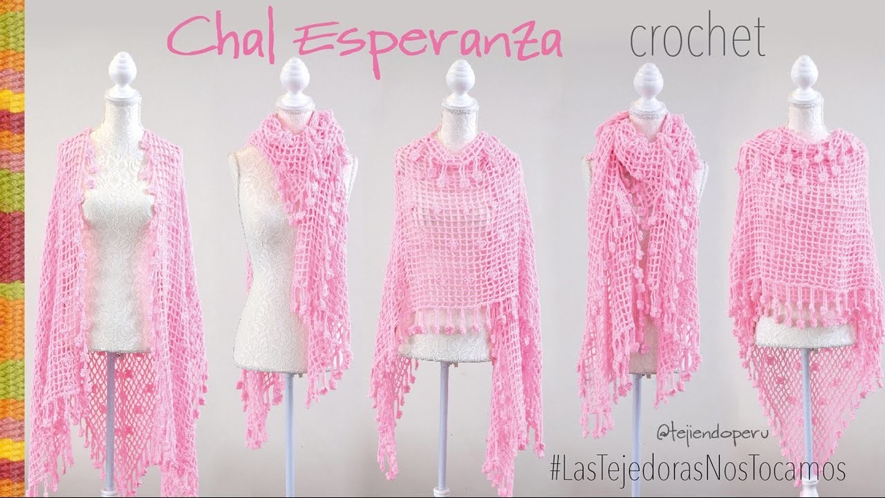 Chal Esperanza tejido a crochet - Especial por el Día internacional contra el cáncer de mama