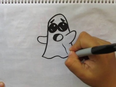 Como dibujar un Fantasma FÁCIL para Halloween (Versión 1). PAPER WHITE