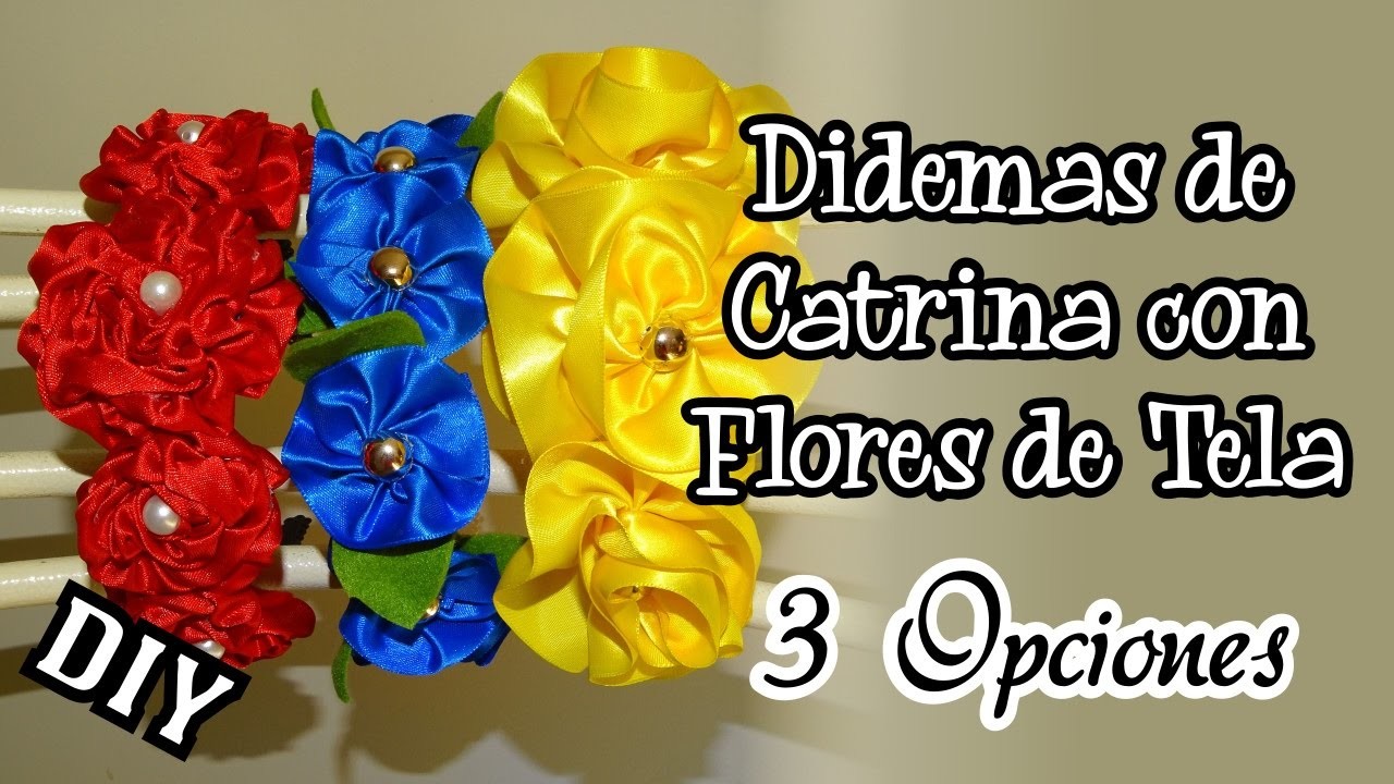 Como hacer Diadema Corona Vincha para Catrina con Flores de Tela DIY