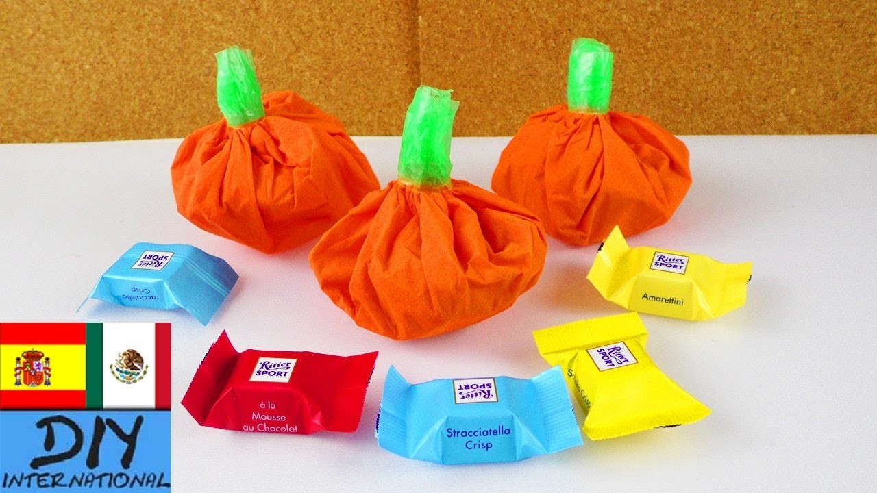 DIY Envoltorio para regalo en forma de calabaza | Idea para Halloween | Tutorial para niños