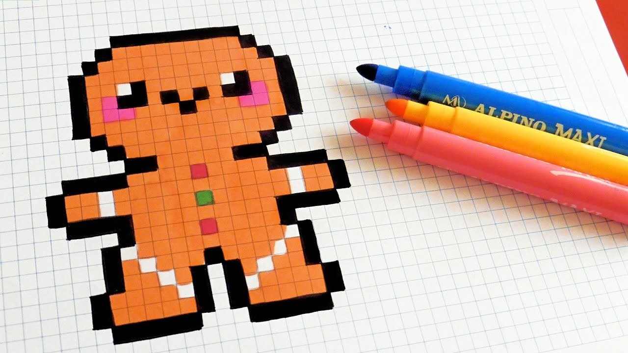 Handmade Pixel Art - How To Draw Kawaii Gingerbread Man  #pixelart
