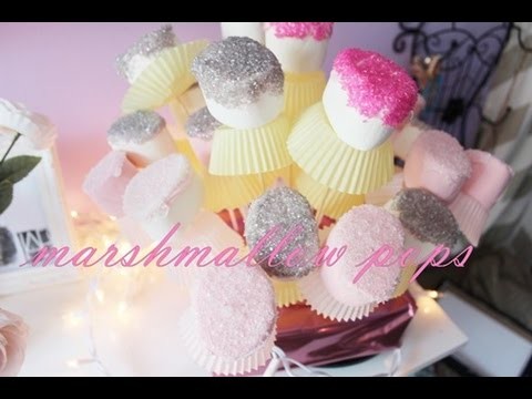 Marshmallow pops |  bombones con azucar de colores | how to |diy
