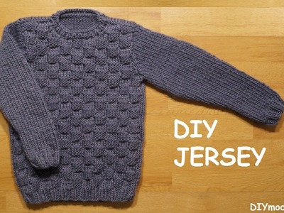 Jersey o suéter para niño de 8 a 10 años tejido a dos agujas paso a paso