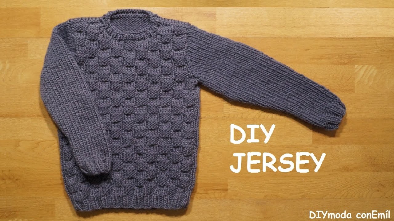 Jersey o suéter para niño de 8 a 10 años tejido a dos agujas paso a paso