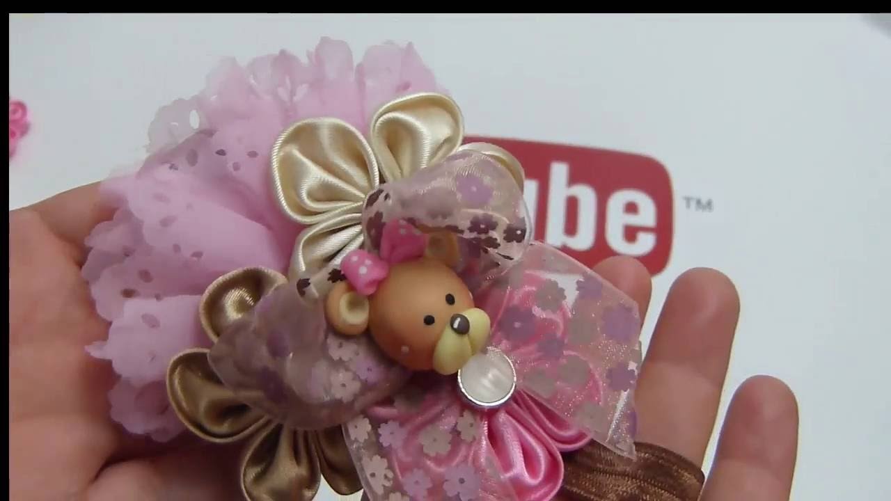 Moños pequeños elegantes con flores de tela faciles , Tiaras con flores para bebes;videos 541