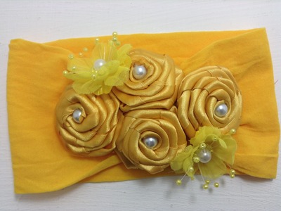 Tiara amarilla de flores de listón VIDEO No. 362