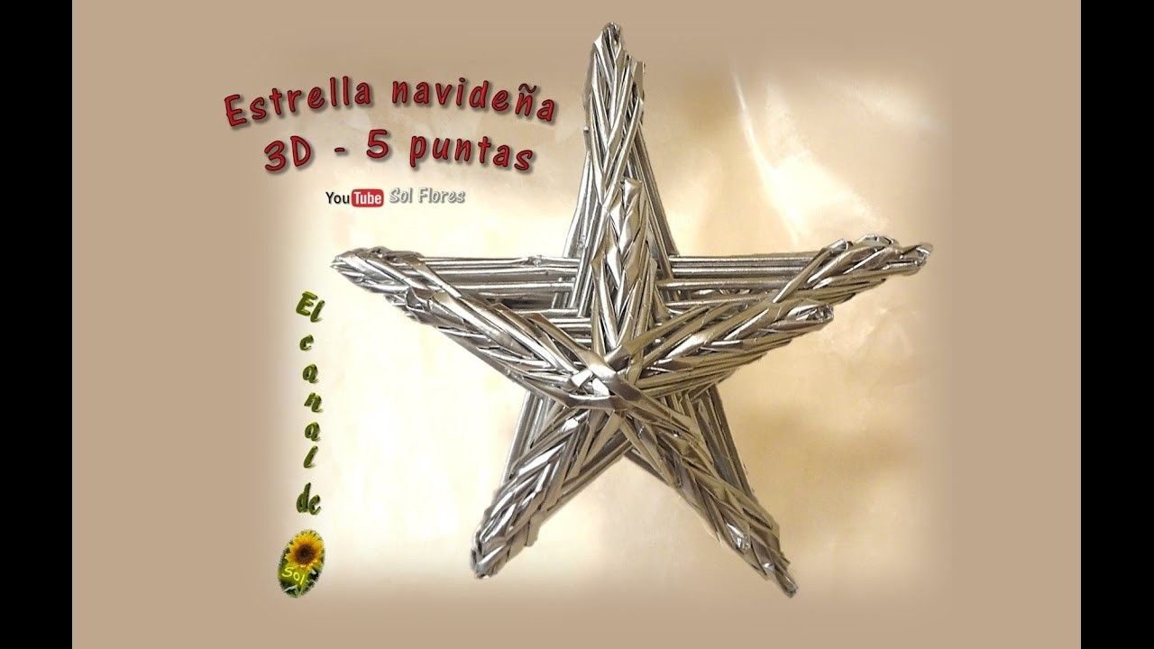 Estrella 3D de cinco puntas con papel periódico - 3D five-pointed star with newspaper