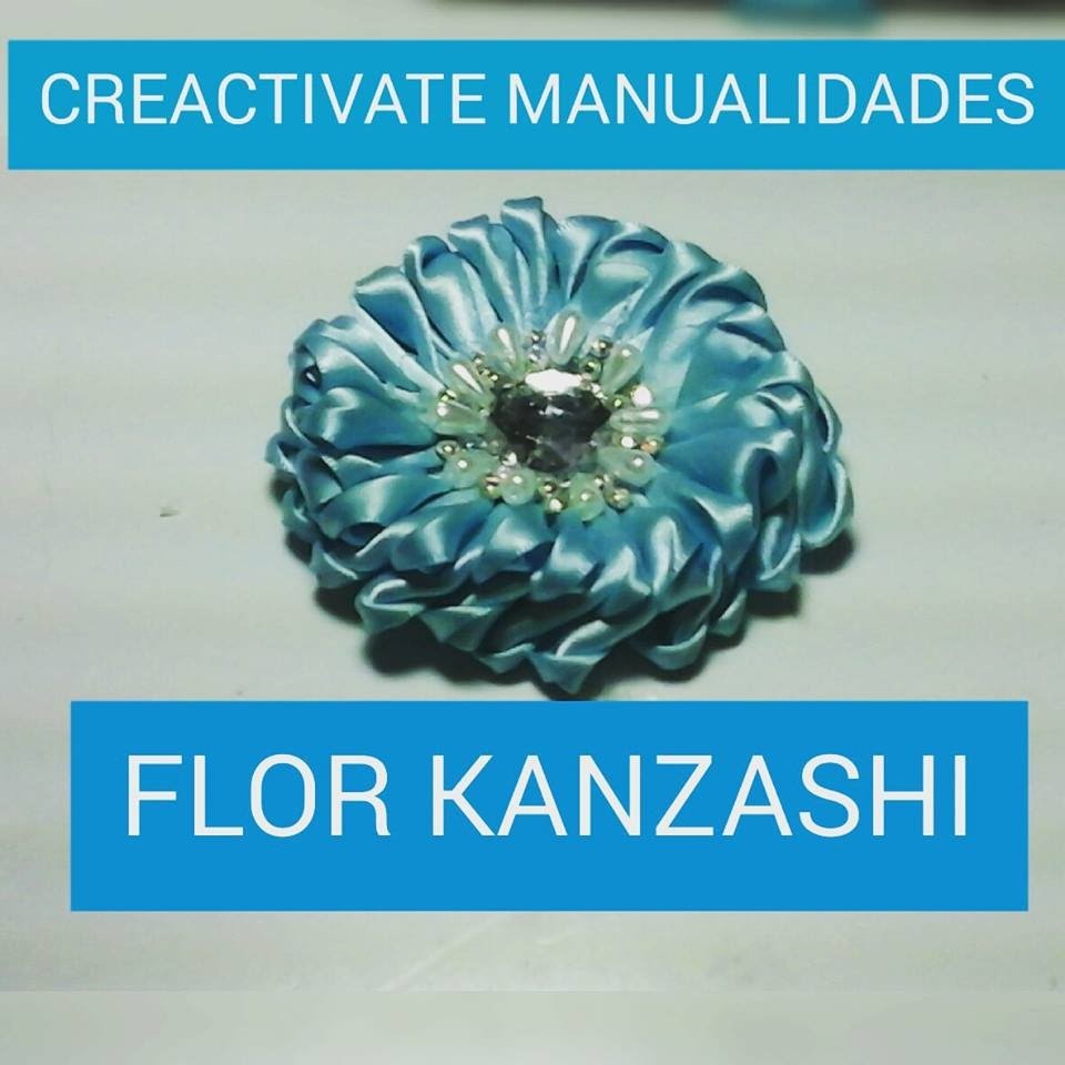 Flor kanzashi.kanzashi flower.ribbon kanzashi.Creactivate manualidades.Myme mijangos.crafts.tutorial