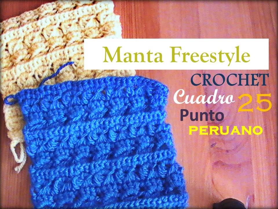 PUNTO PERUANO a crochet - cuadro 25 manta FREESTYLE (zurdo)