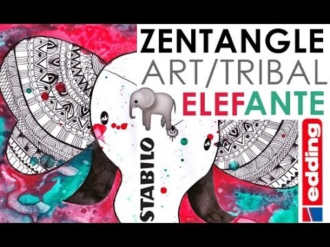Zentangle Art. Zentangle Tribal Elefante