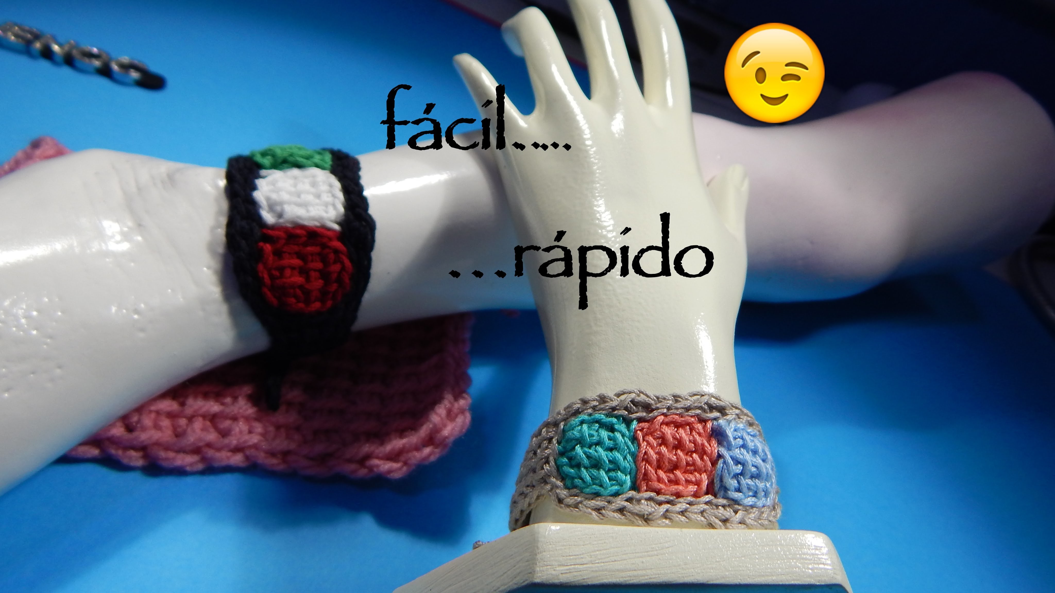 Cómo tejer pulsera tunecino y ganchillo, tunisian and crochet bracelet DIY ⏩