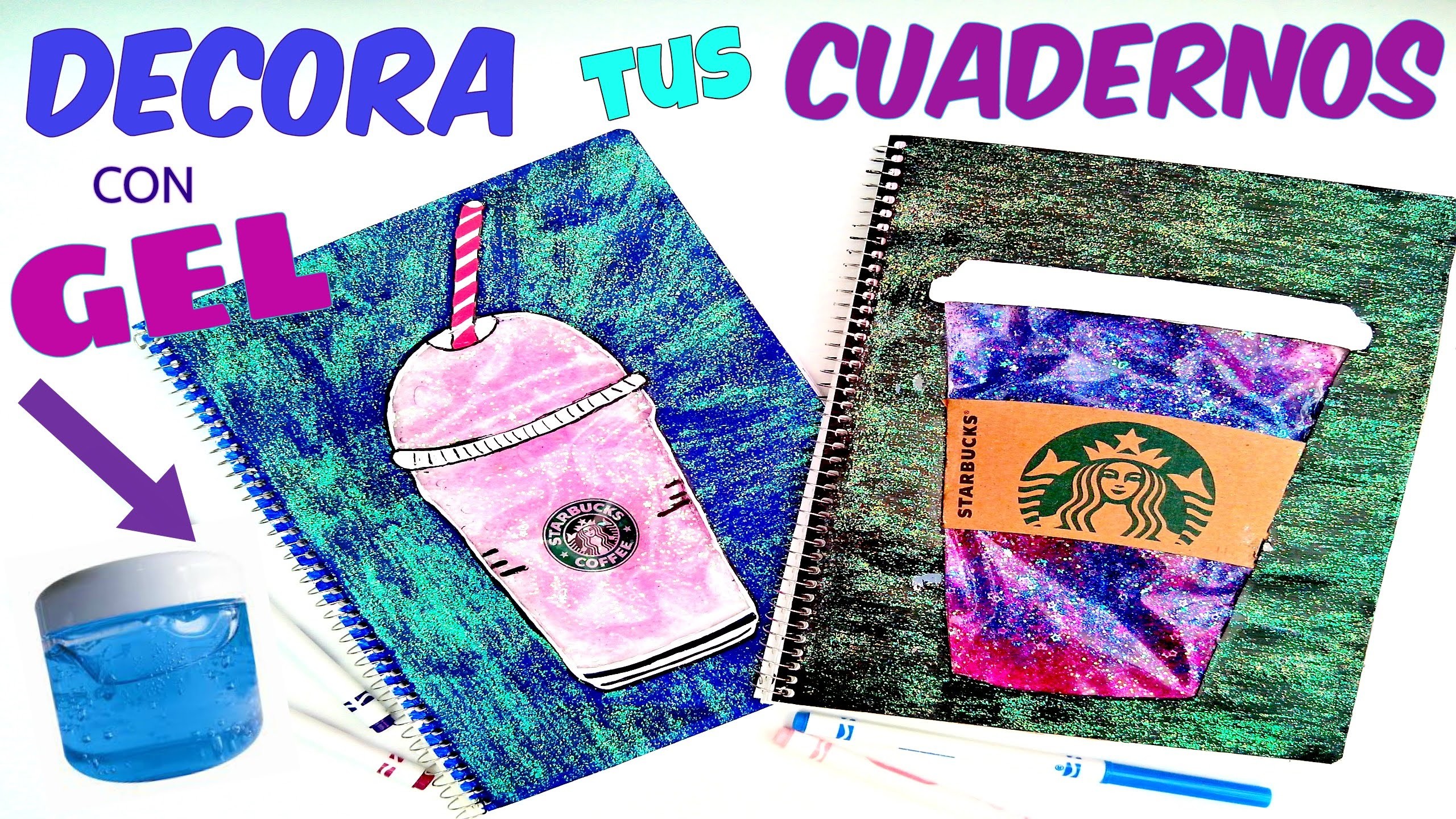 DIY - Decora tus cuadernos con GEL para el cabello - Starbucks - Regresa a clases -  Back to school