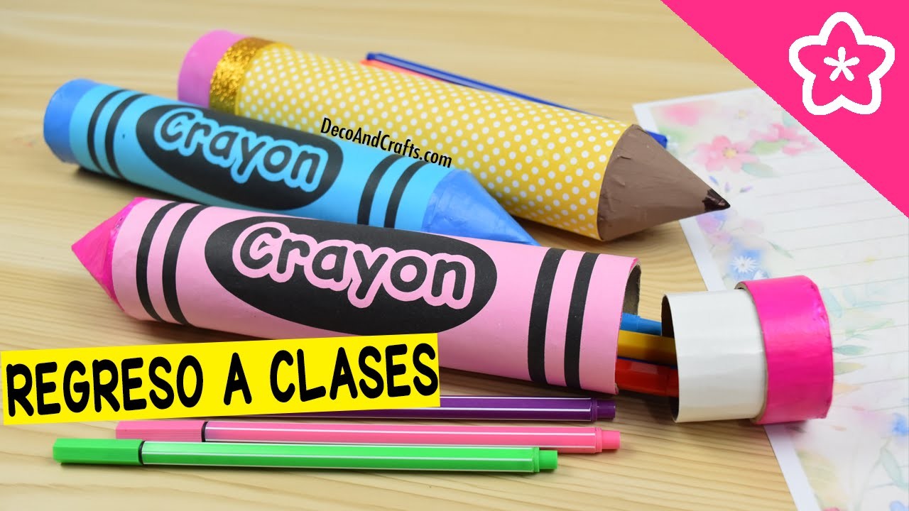 Lapicera de Crayola con tubos de cartón - DecoAndCrafts