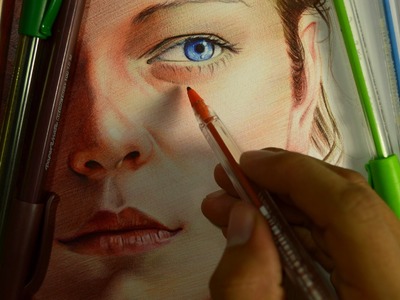 Retrato # 3 - Dibujo con bolígrafos de colores