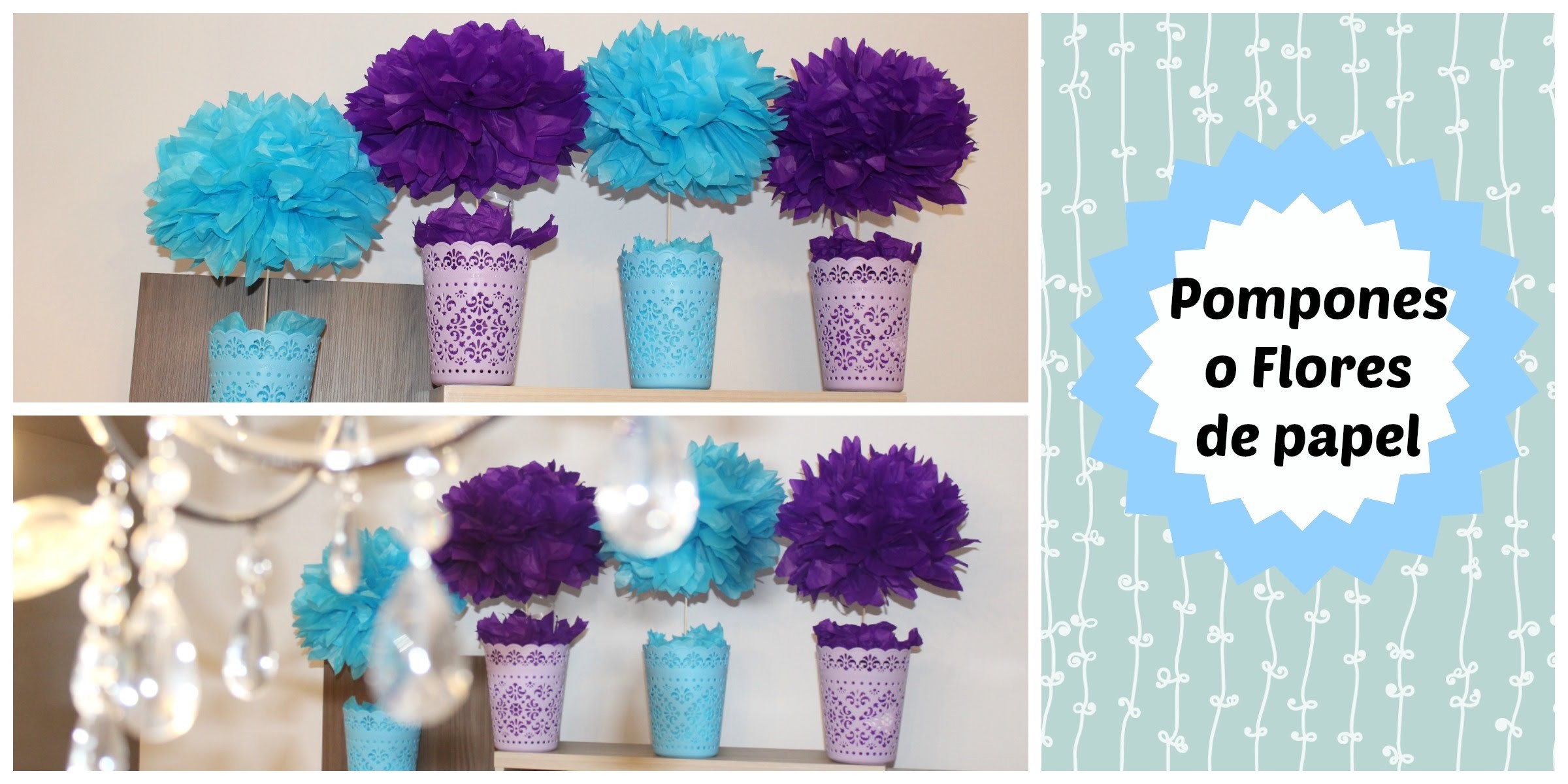 Como hacer flores o pompones de papel- Paper pom poms or flowers DIY - Eliana López
