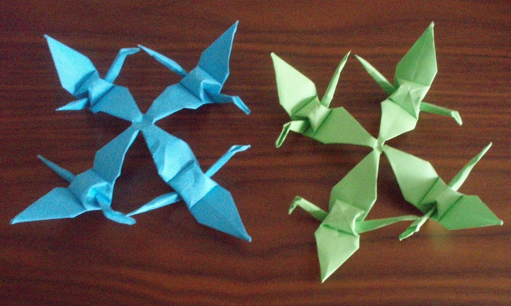 Como hacer 4 grullas unidas por sus alas Origami3