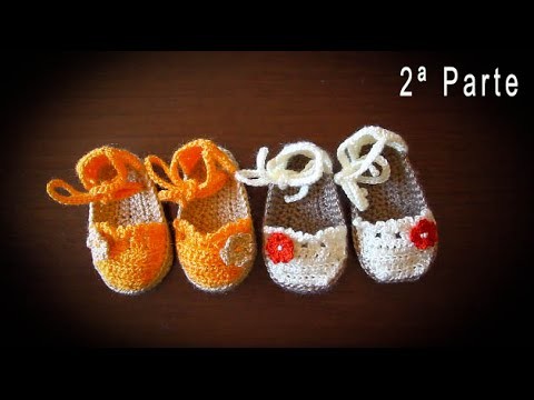 Como hacer alpargatas o esparteñas de bebe en crochet  paso a paso (PARTE 2)