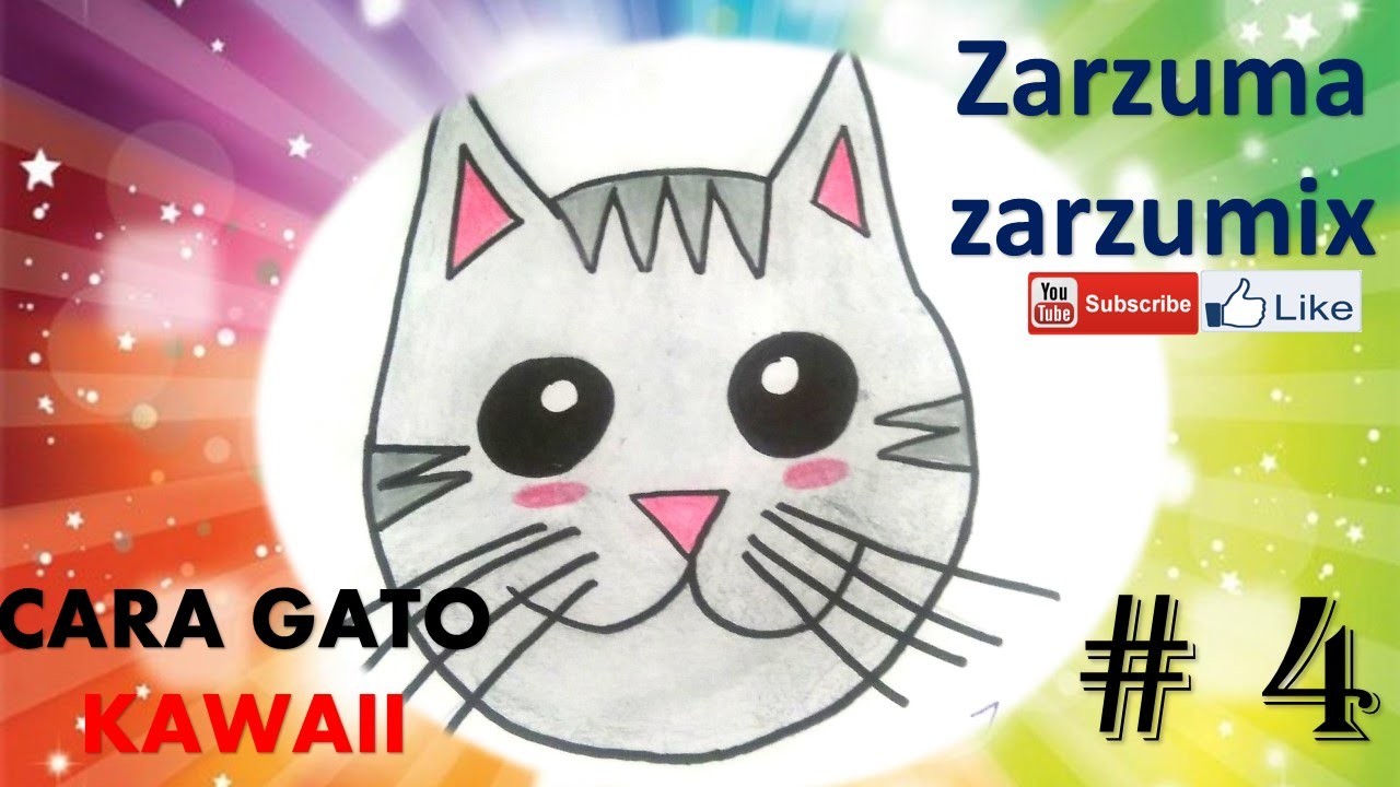 COMO DIBUJAR UNA CARA DE  GATO KAWAII #4 FACIL Y RAPIDO DIY