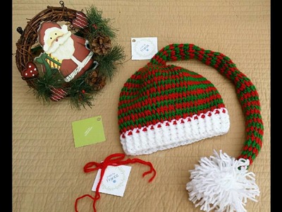 Crochet para navidad ; gorro papá noel ,elfo y pantufla.