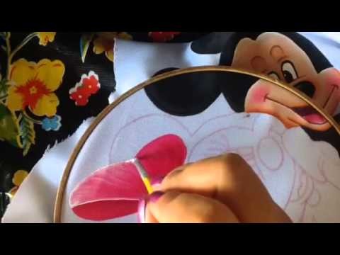 Pintura en tela cojín corazón mickey # 4 con cony