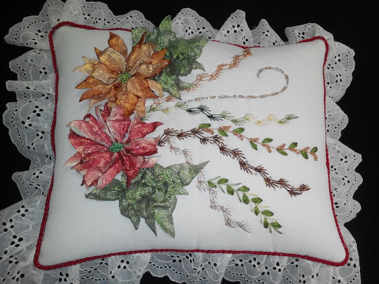 NOCHEBUENA TRADICIONAL PARA COJÍN (Traditional Poinsettia For pillow cushions)