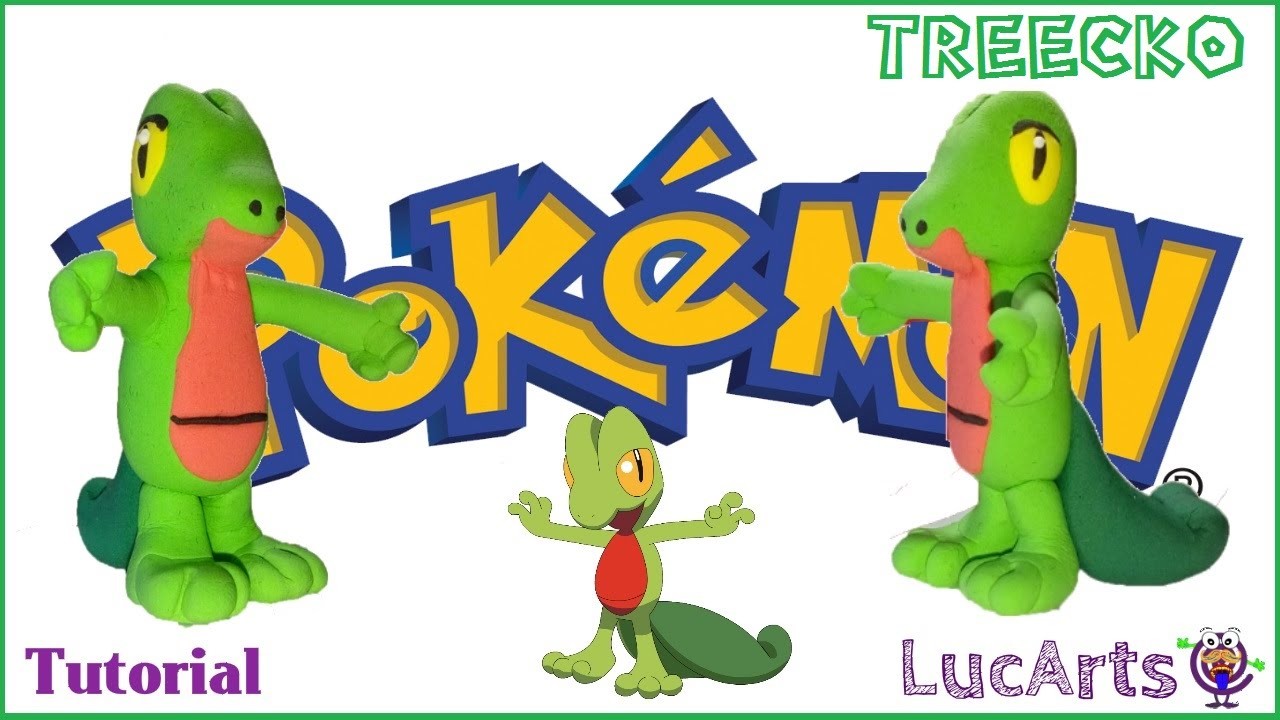 Treecko Pokémon con plastilina-porcelana fría. Pokemon Treecko  Polymer clay Tutorial