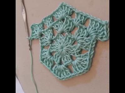 Chaqueta de bebe dos hexagono  tejido crochet