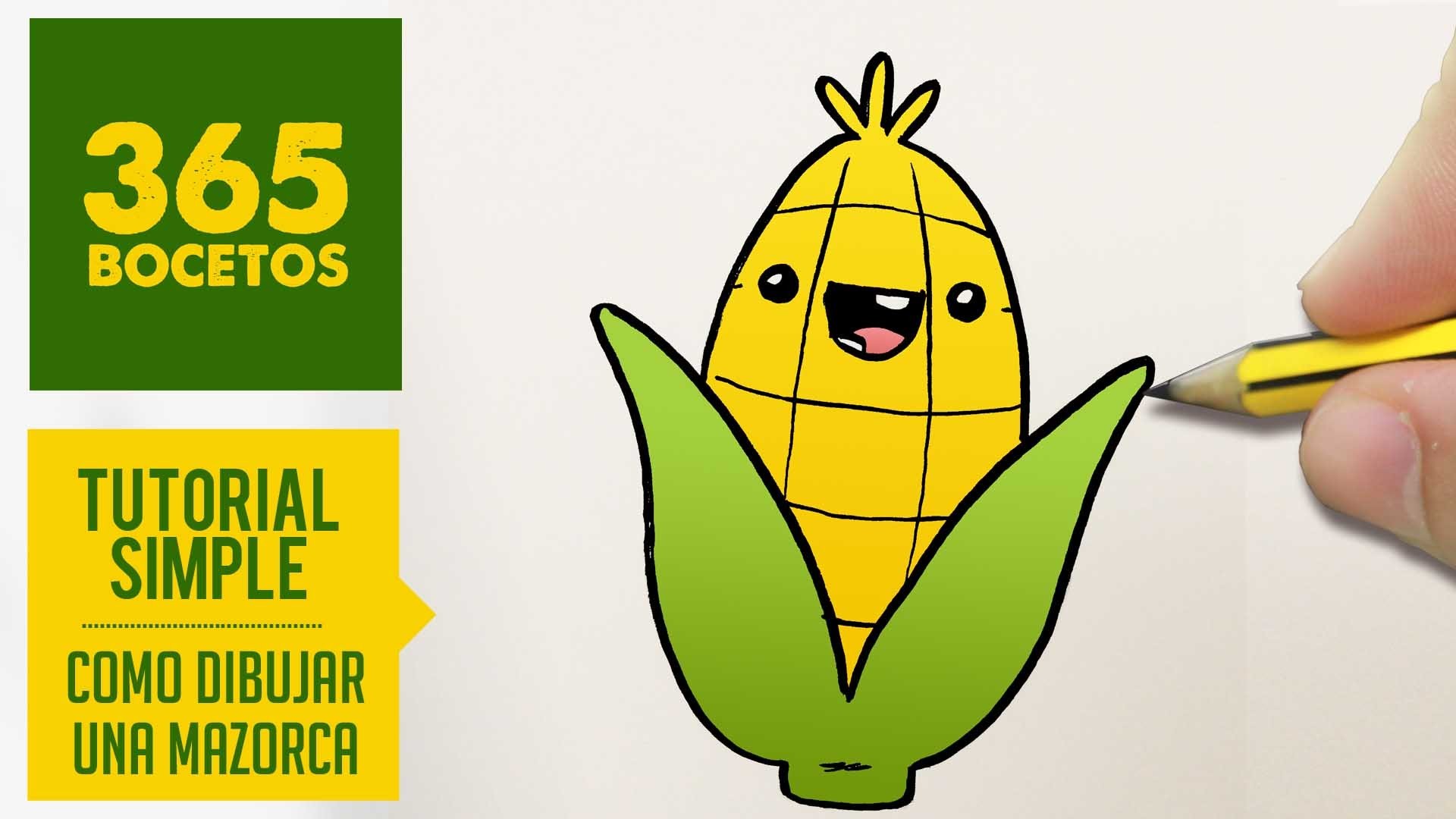 COMO DIBUJAR UN MAIZ KAWAII PASO A PASO - Dibujos kawaii faciles - How to draw a corn