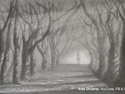 Cómo dibujar un camino con árboles - Sol y sombra a lápiz