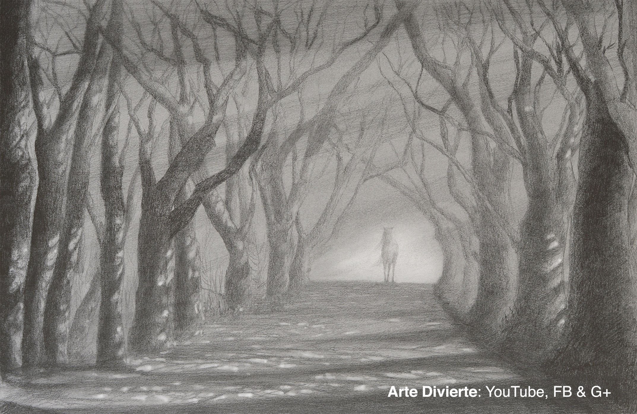 Cómo dibujar un camino con árboles - Sol y sombra a lápiz