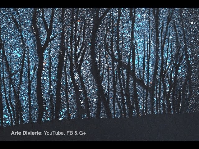 Cómo pintar un bosque con cielo estrellado - Muy fácilmente