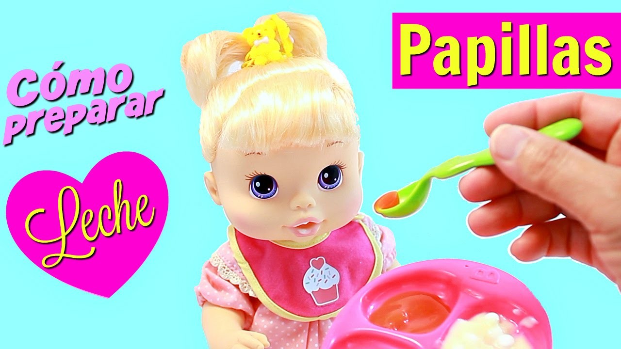 Cómo preparar PAPILLAS y LECHE falsa para tus MUÑECAS • Comida de Juguete para Baby Alive