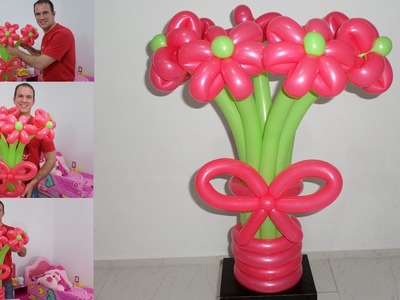 Como hacer un ramo de flores con globos - globoflexia facil - como hacer un florero con globos