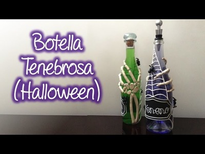 Botella tenebrosa decorada para halloween , dark bottle decorated for halloween